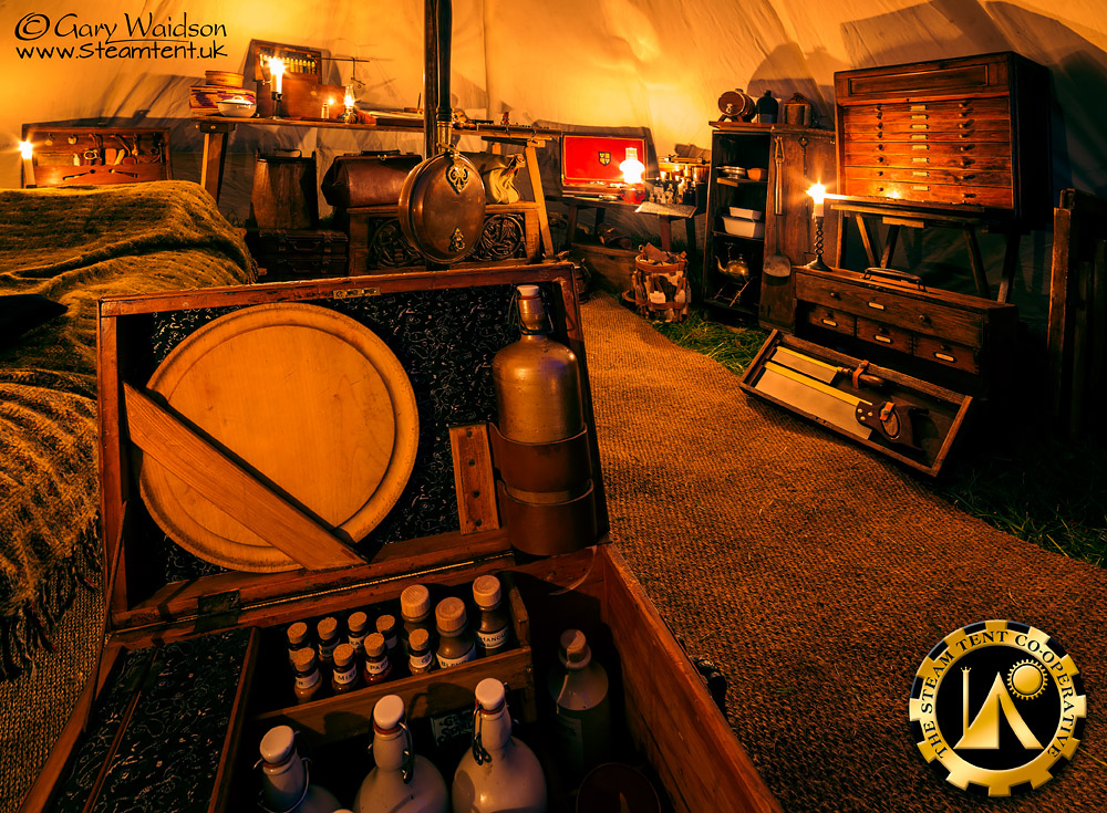 a larger, more complex Bell tent interior. The Steam Tent Co-operative. � Gary Waidson - www.Nemo.me.uk
